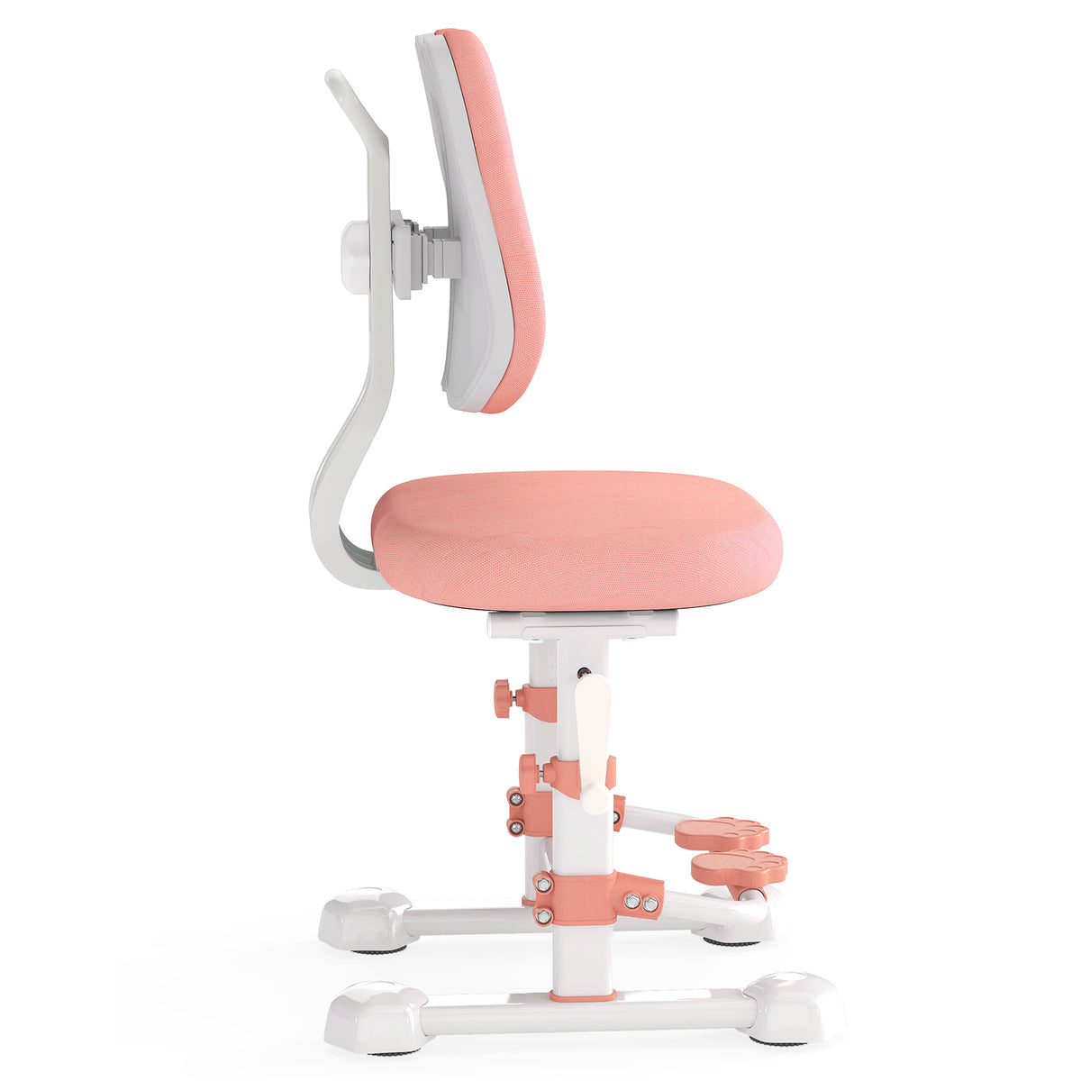 Kids Study Chair with Adjustable Double Backrest & Footrest - Pink, Stepless Height