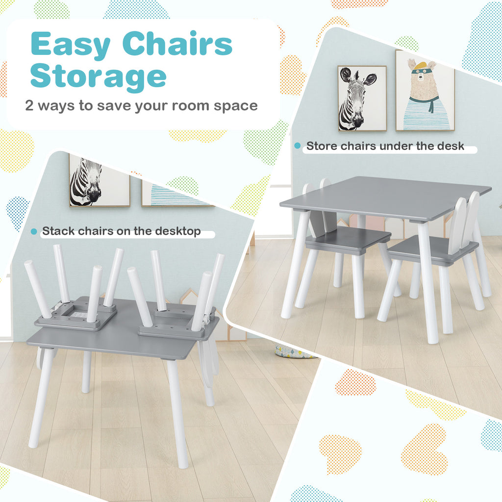 Kids Table and Chairs Set for Arts Crafts Snack Time - Gray, 3 Pieces