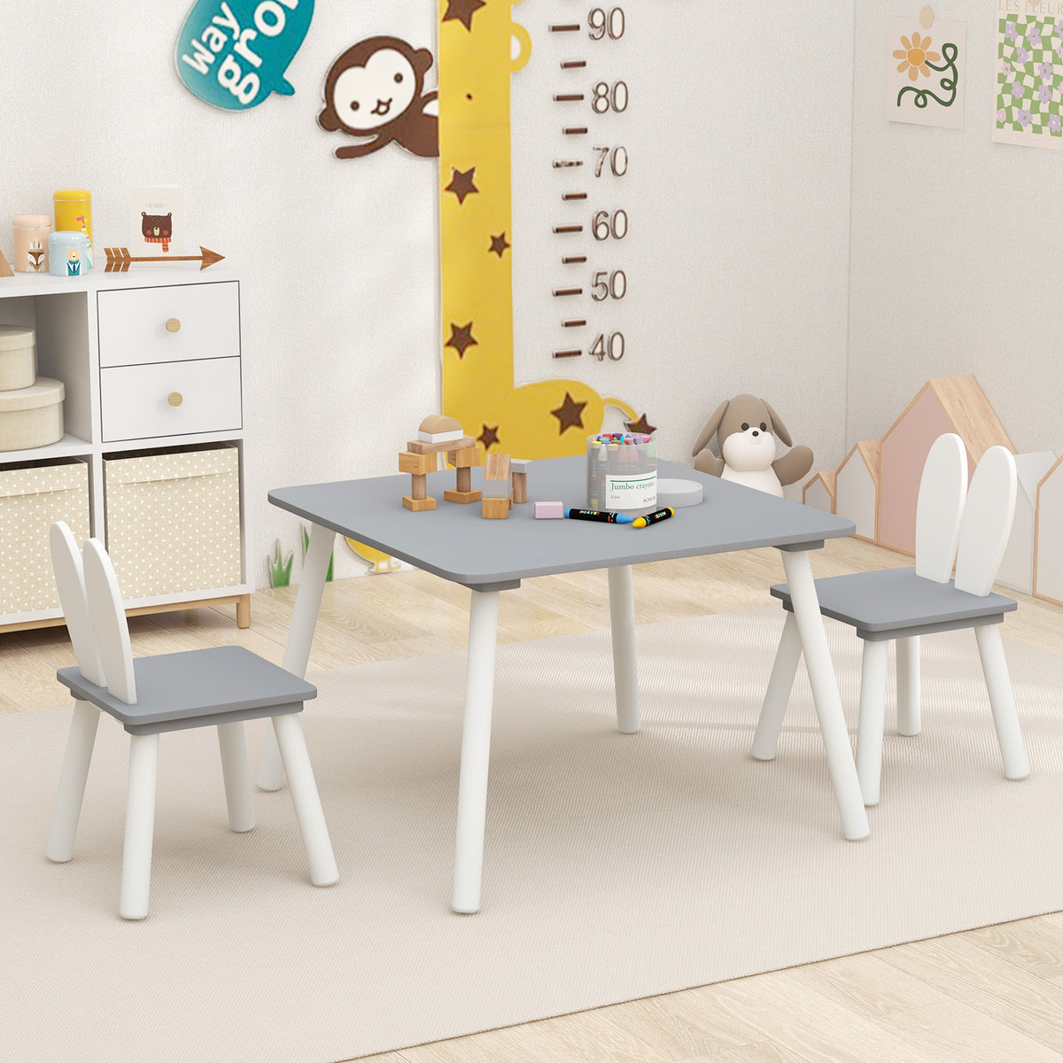 Kids Table and Chairs Set for Arts Crafts Snack Time - Gray, 3 Pieces