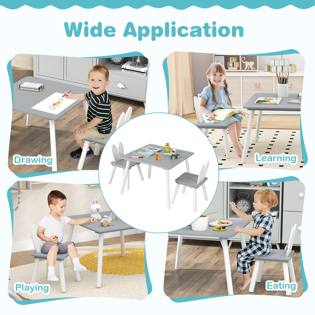 Kids Table and Chairs Set for Arts Crafts Snack Time - Gray, 3 Pieces