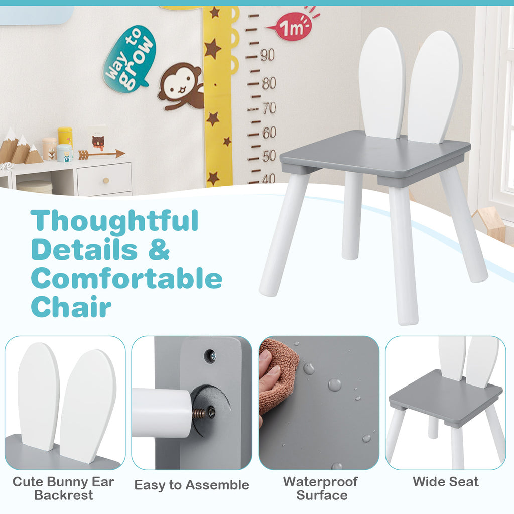 Kids Table and Chairs Set for Arts Crafts Snack Time - Gray, 3 Pieces