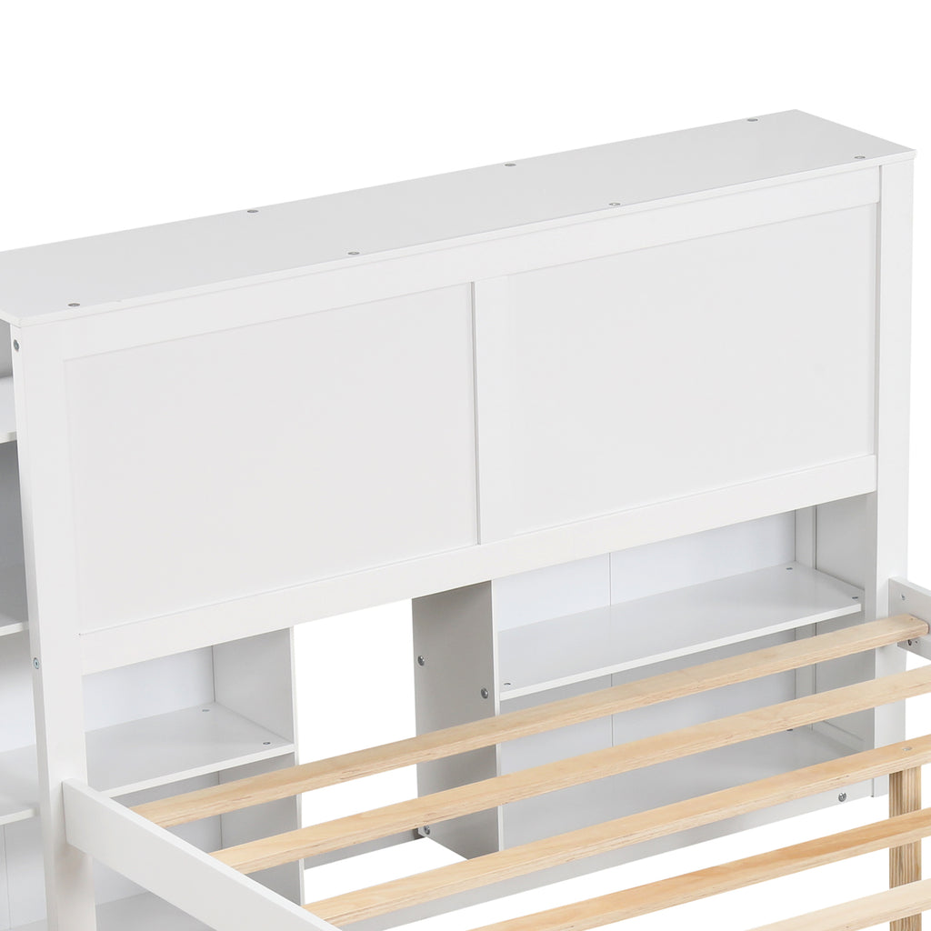 Twin Size Wooden Platform Bed with Trundle Storage – Kids