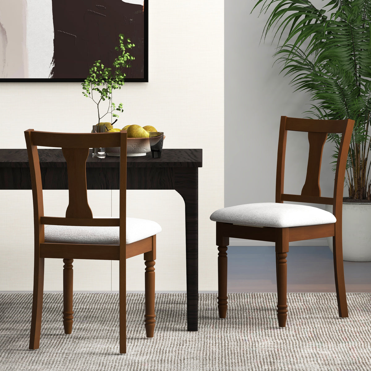 2-Piece Kitchen Dining Chair with Storage - Brown