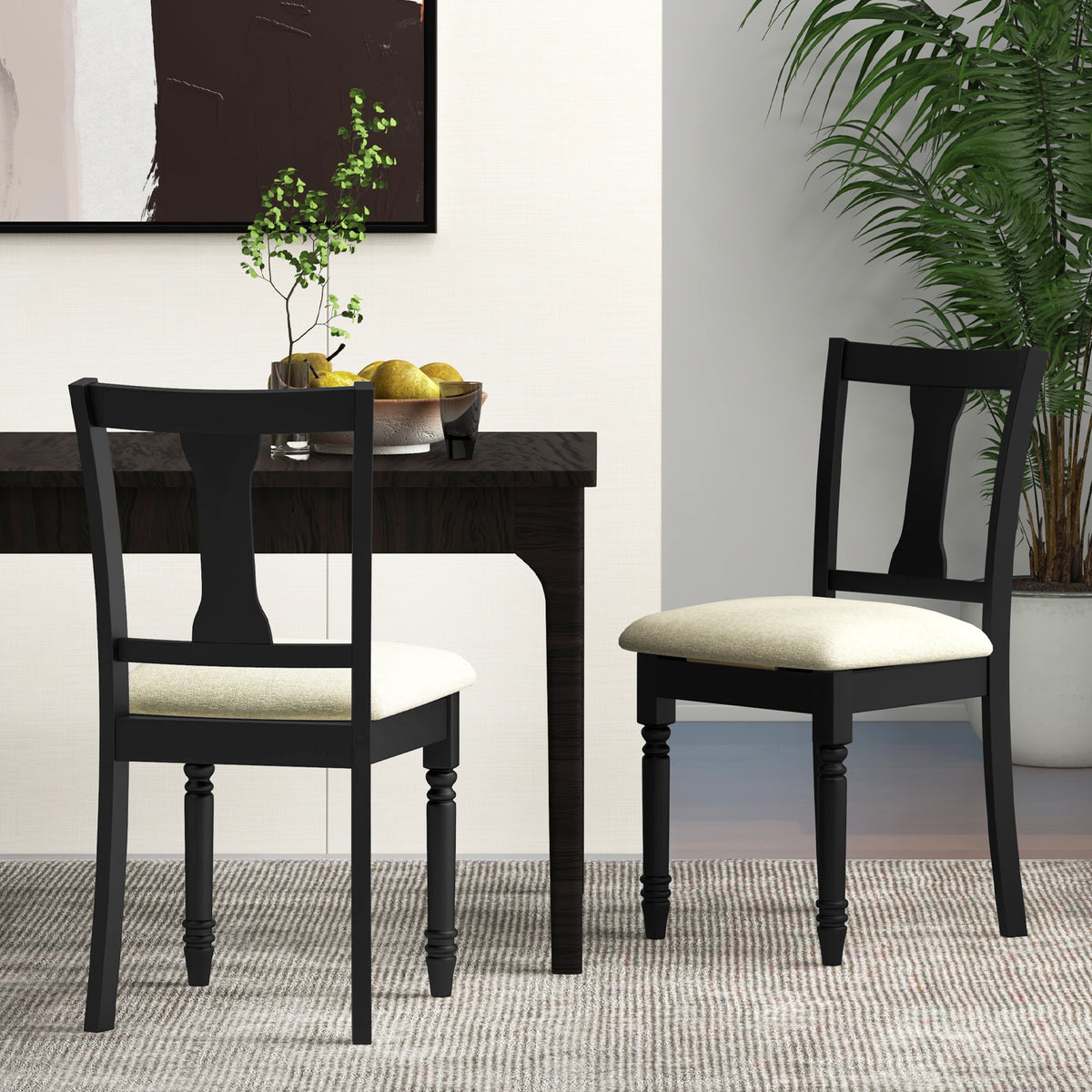 2-Piece Kitchen Dining Chair with Storage - Brown