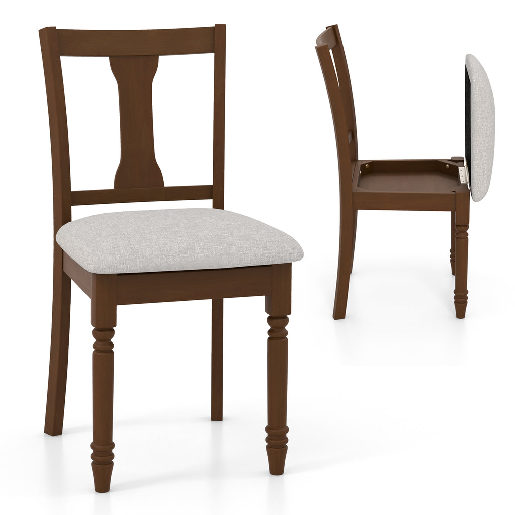 2-Piece Kitchen Dining Chair with Storage - Brown
