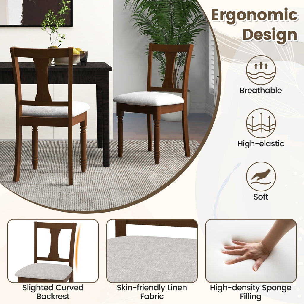 2-Piece Kitchen Dining Chair with Storage - Brown