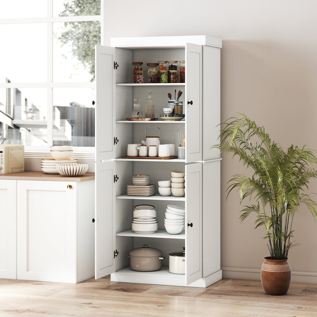 Kitchen Pantry Cabinet with Adjustable Shelves, White