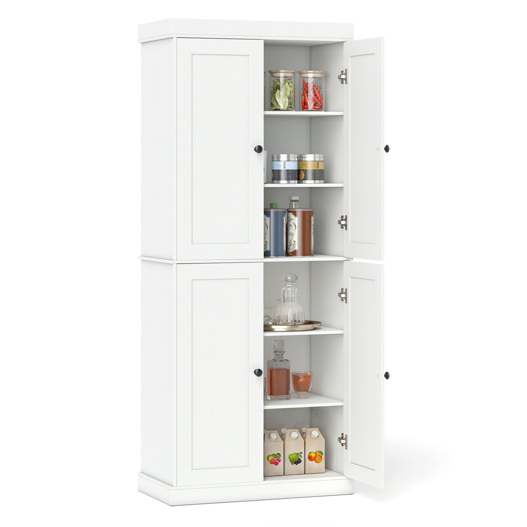 Kitchen Pantry Cabinet with Adjustable Shelves, White
