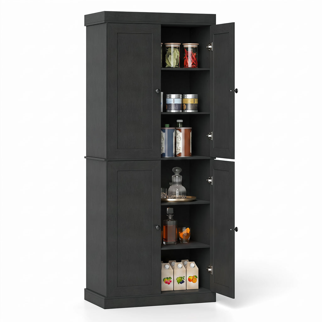 Kitchen Pantry Cabinet with Adjustable Shelves, White