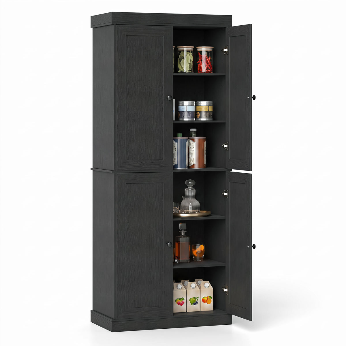 Kitchen Pantry Cabinet with Adjustable Shelves, White