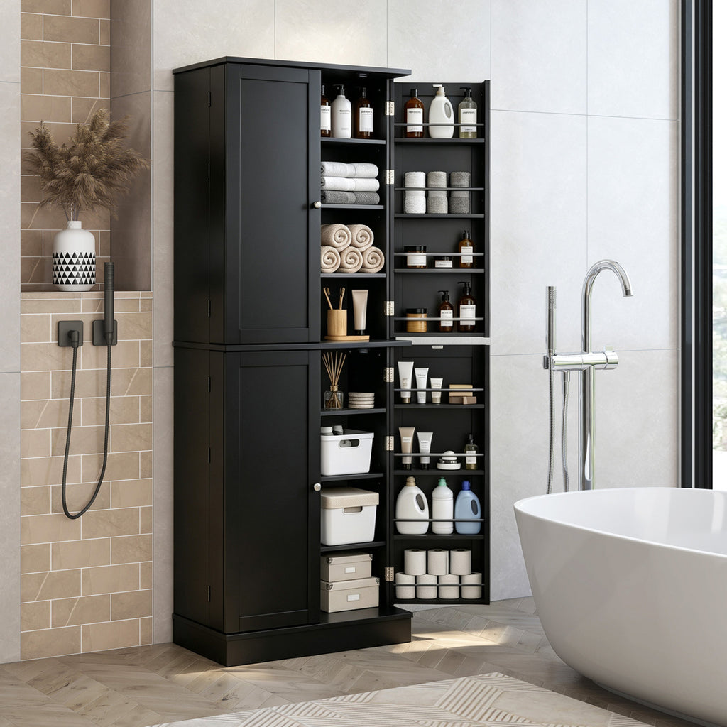 65.5 Inch Pantry Cabinet with 16 Door Shelves - Black