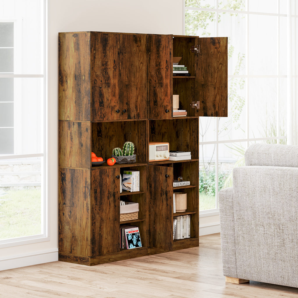 Kitchen Pantry Storage Cabinet with Microwave Stand – 65.5 Inch, Rustic Brown