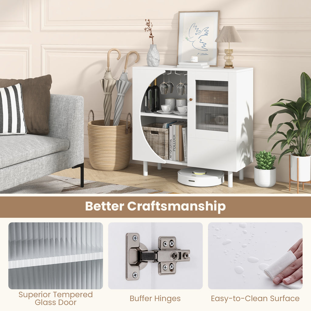 Kitchen Sideboard with Wine Glass Holder - White
