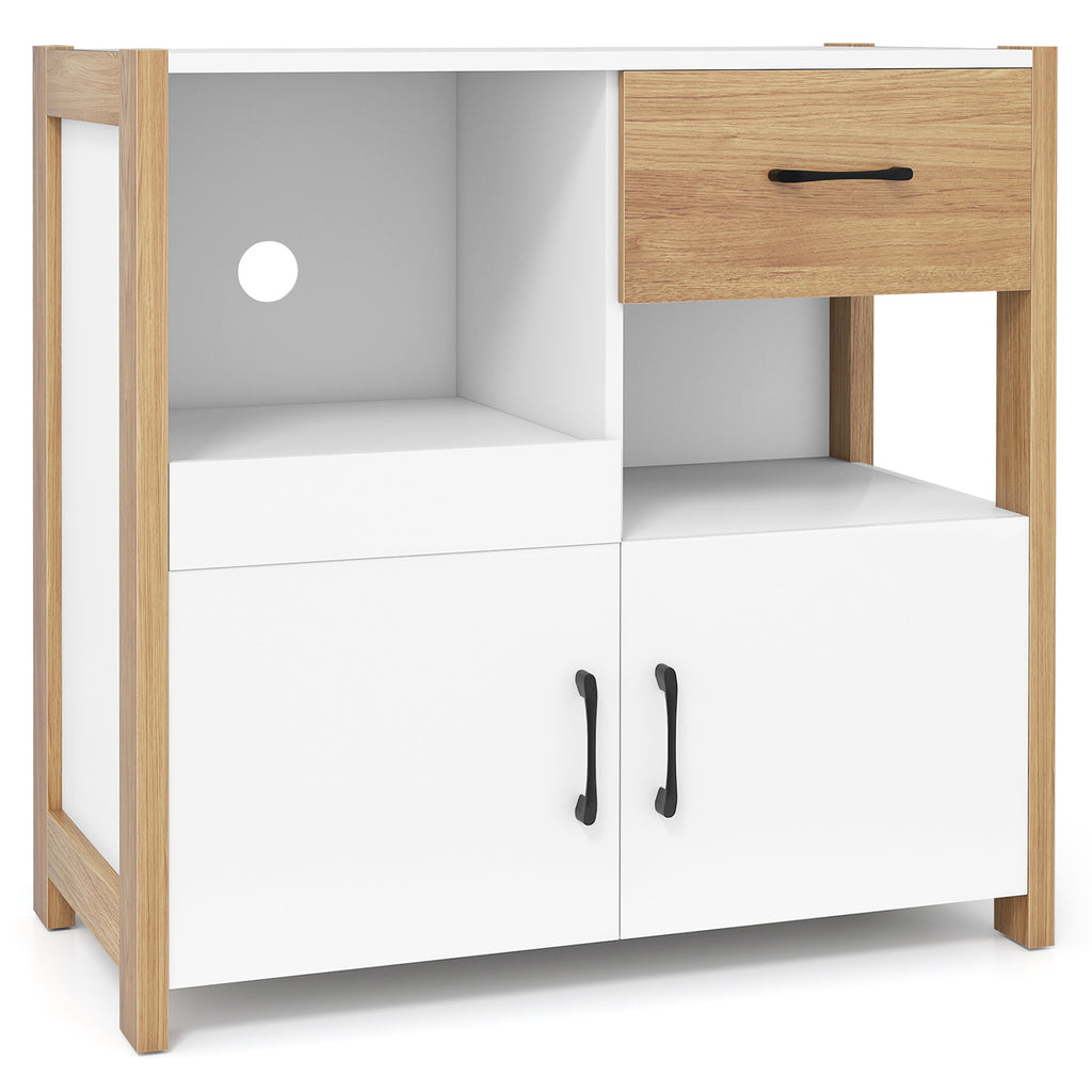 Kitchen Storage Cabinet with Drawer Pull-Out Shelf, 2 Doors - White
