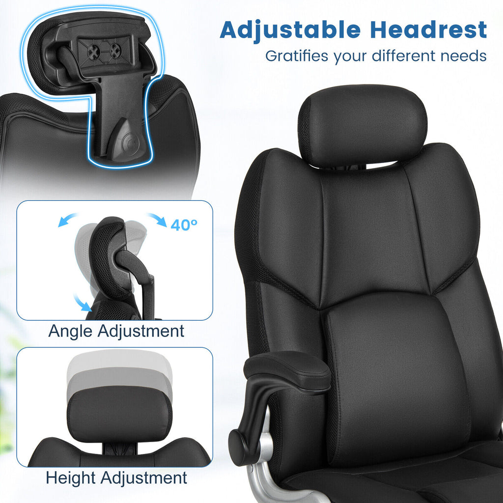 Kneading Massage Office Chair with Adjustable Headrest - Black