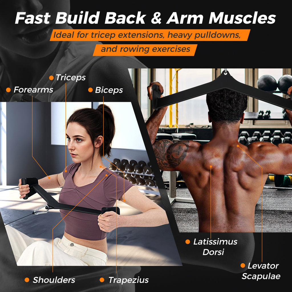 LAT Pulldown Attachment Set for Home Gym Fitness - 5 Exercise Attachments with Non-Slip Grip