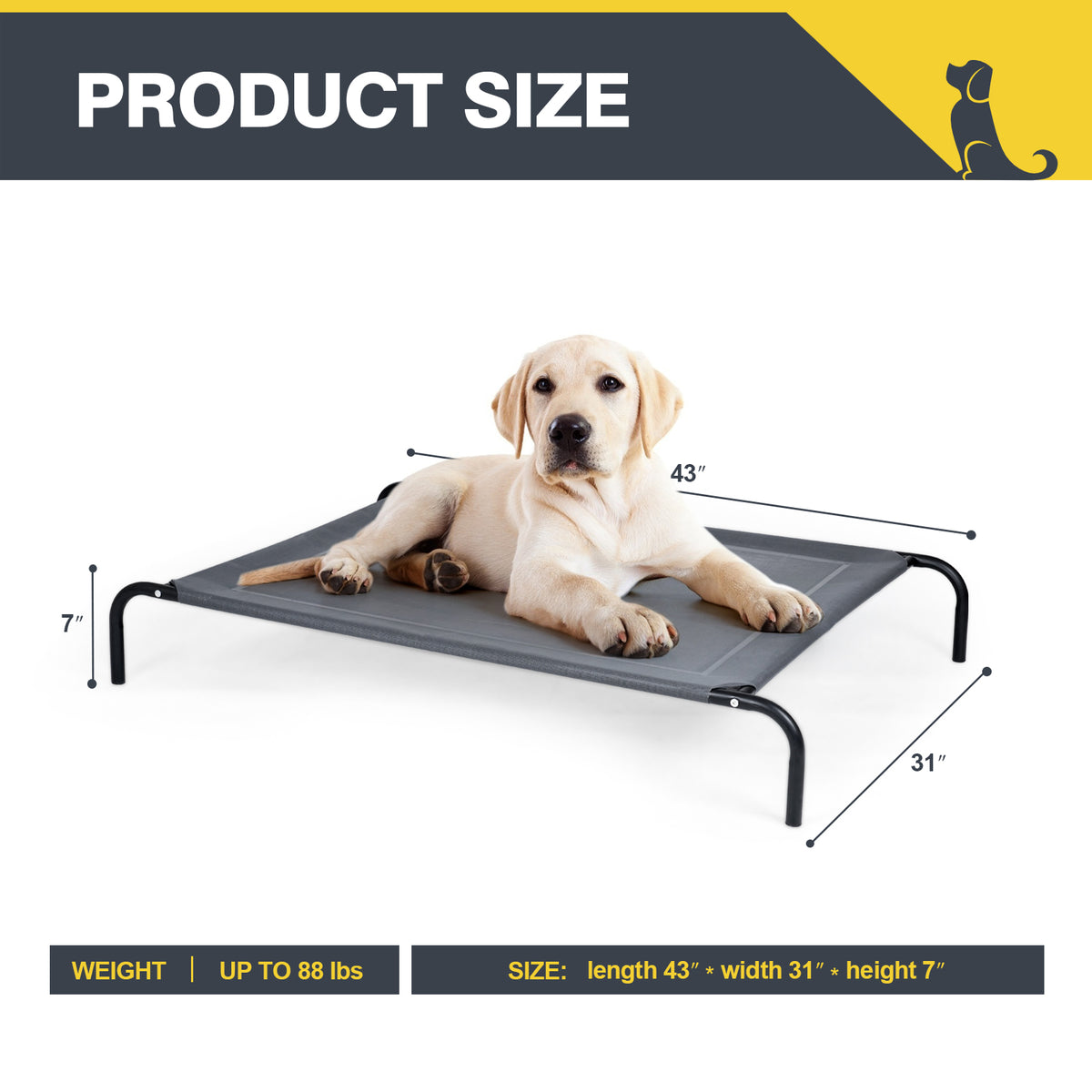 Breathable Elevated Pet Bed for Medium Large Dogs - 2 Sizes, L - Costway