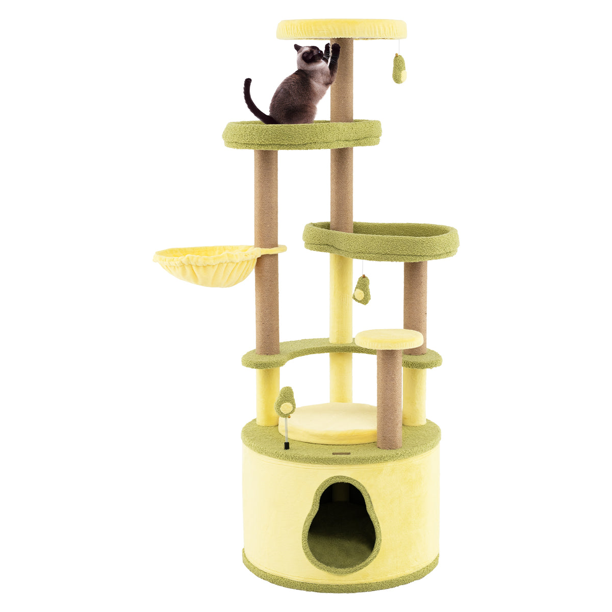 Large Avocado Cat Tree Tower with Private Condo - Green, L