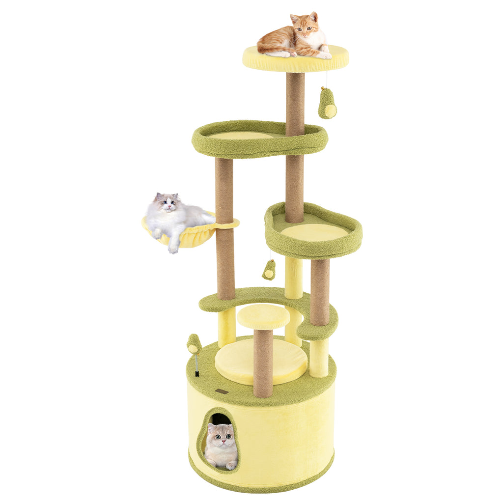 Large Avocado Cat Tree Tower with Private Condo - Green, L