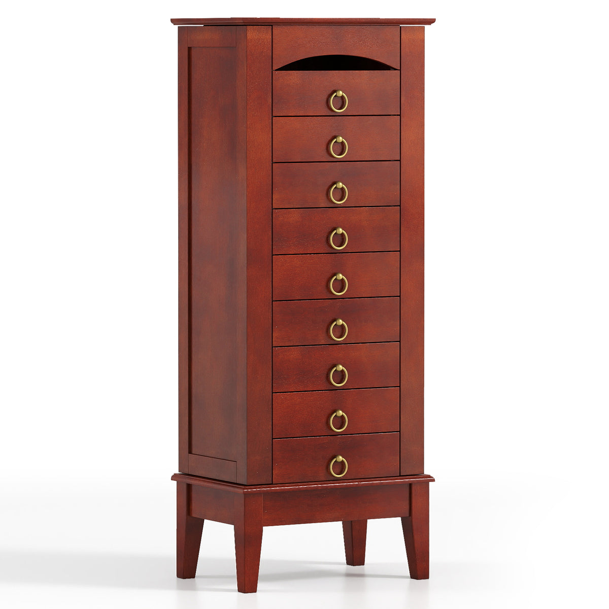 Wooden Jewelry Armoire Cabinet with Drawers - 15" x 9" x 38.5", Brown