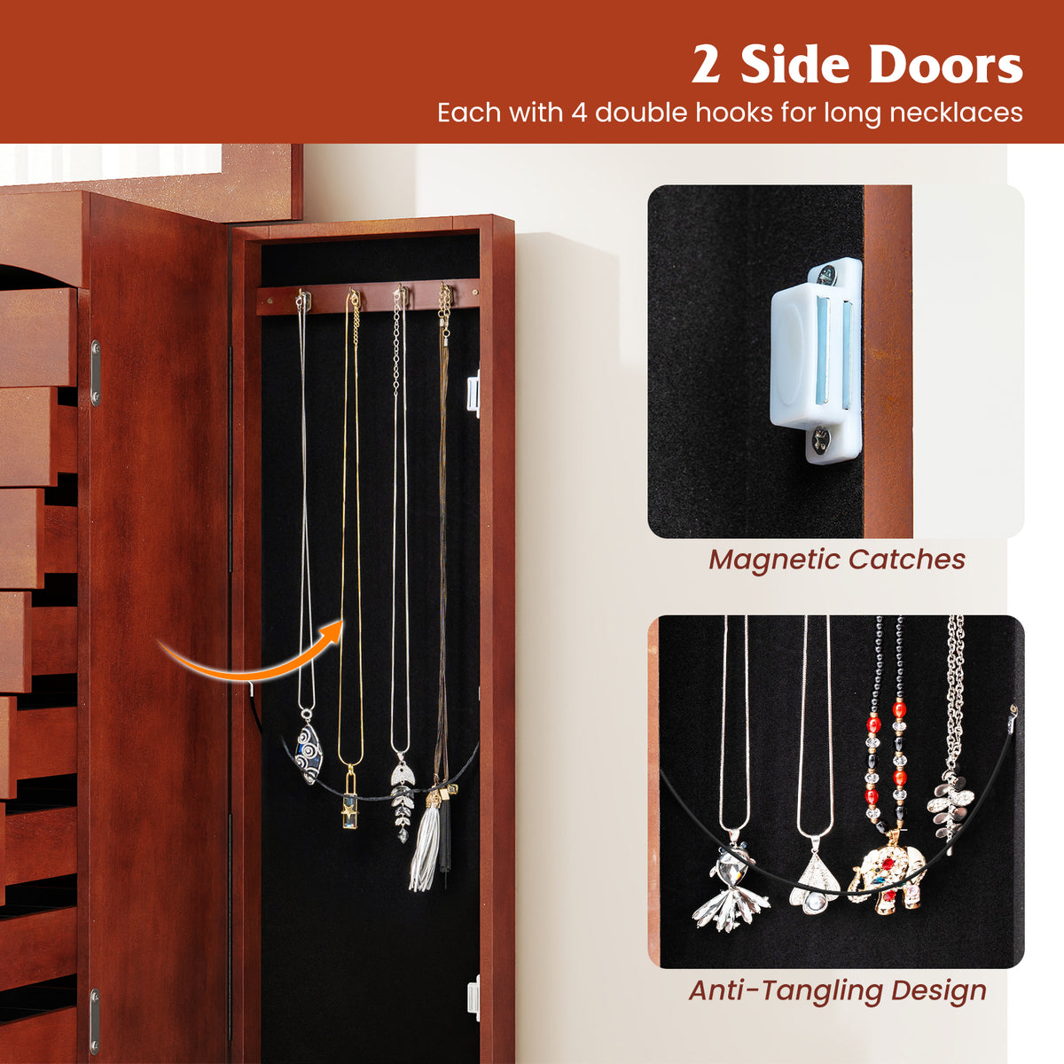 Jewelry Storage Cabinet with 9 Drawers - 16" x 10.5" x 40"