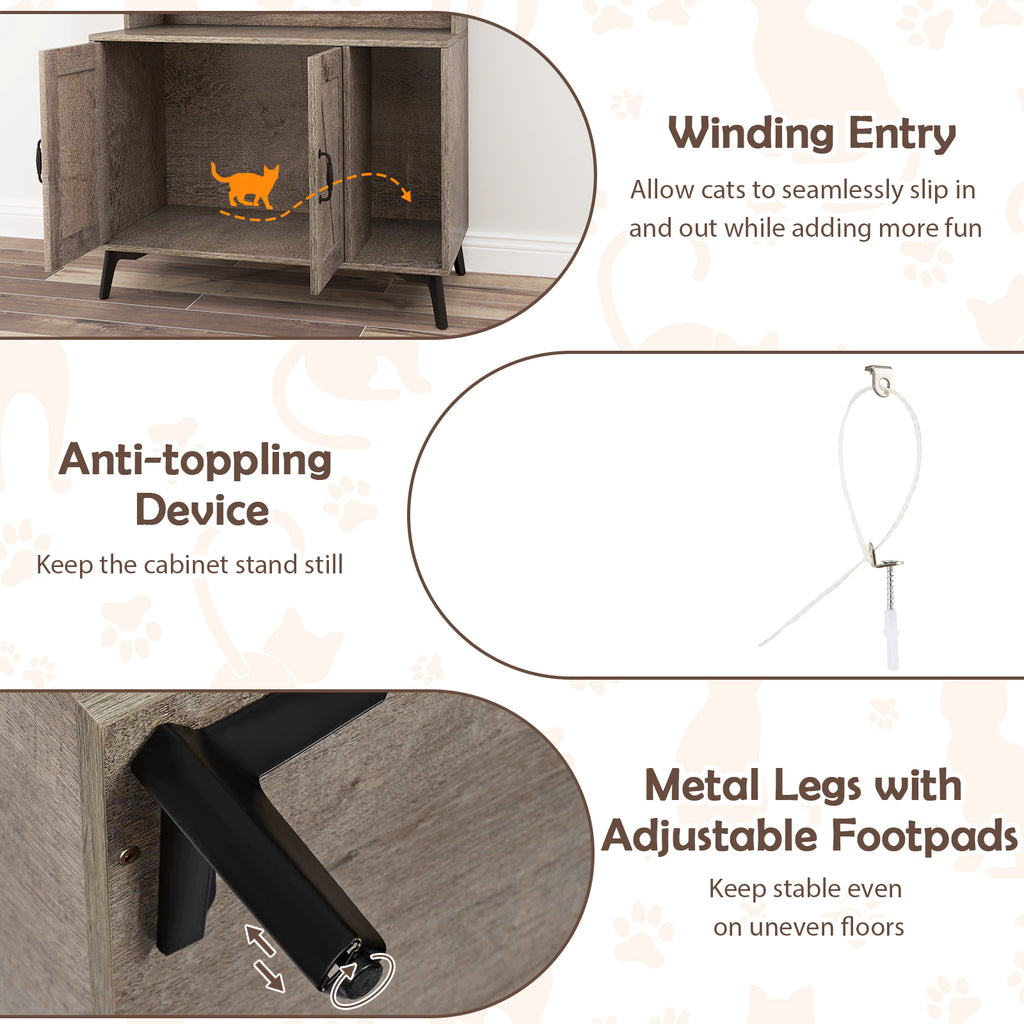 Large Cat Litter Box Enclosure with Storage Shelves - Oak Variation