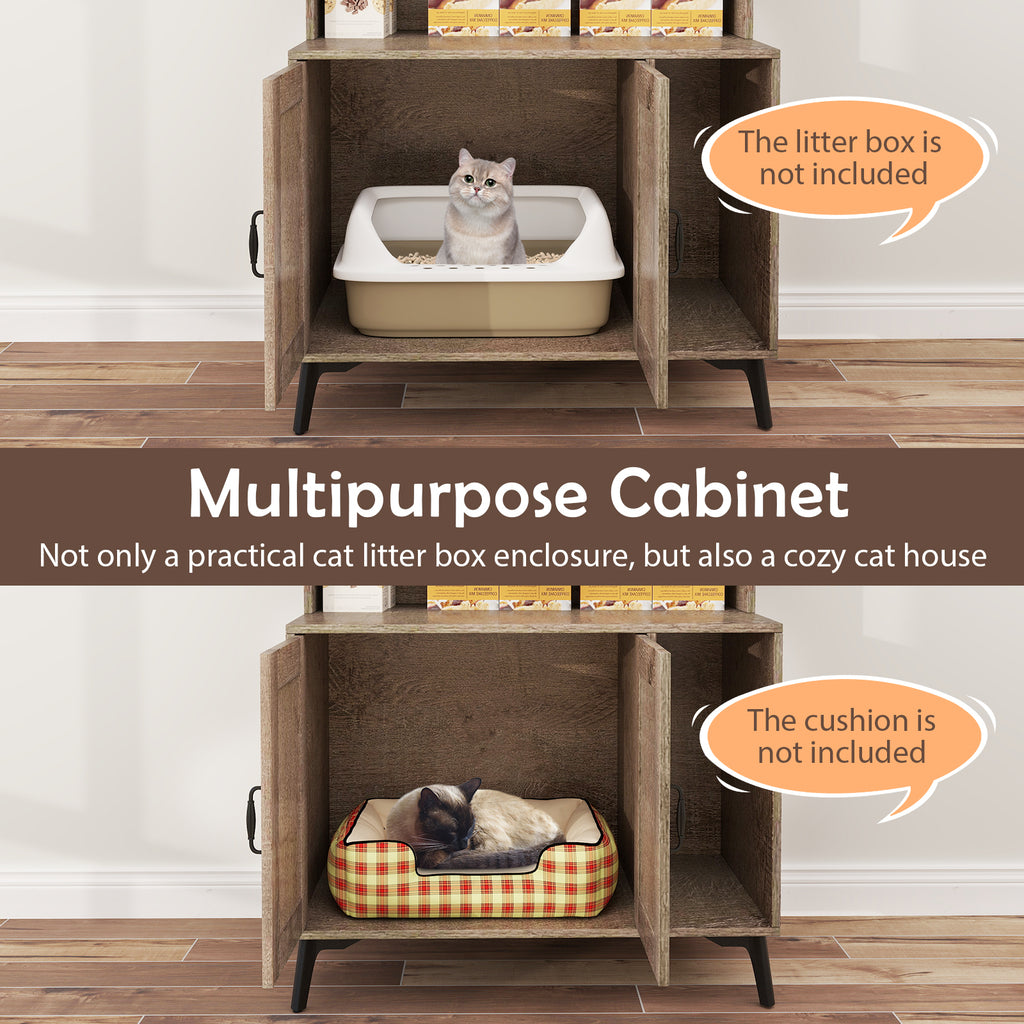 Large Cat Litter Box Enclosure with Storage Shelves - Oak Variation