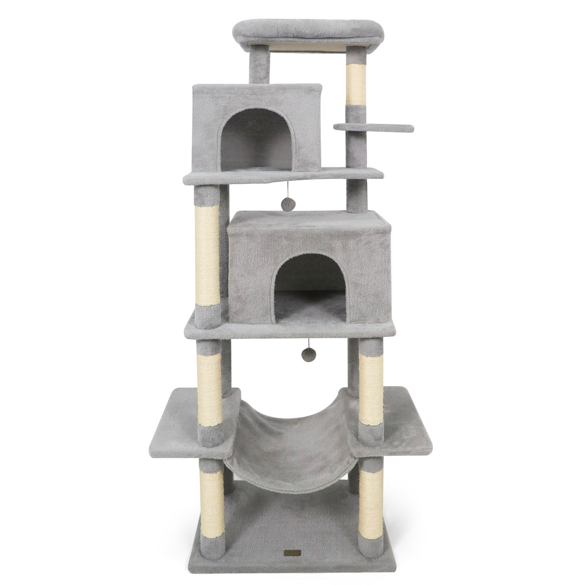 Large Indoor Cat Tree Tower - 70" Tall, Light Gray Cat Furniture