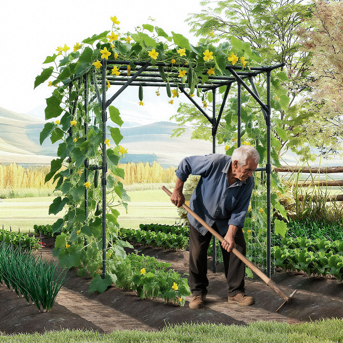 Large Garden Arch Trellis for Climbing Plants - Black