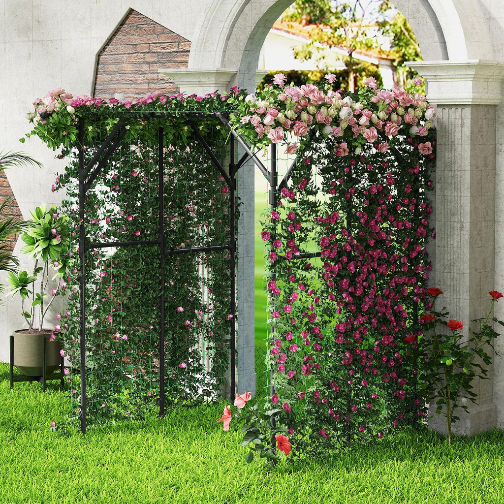 Large Garden Arch Trellis for Climbing Plants - Black