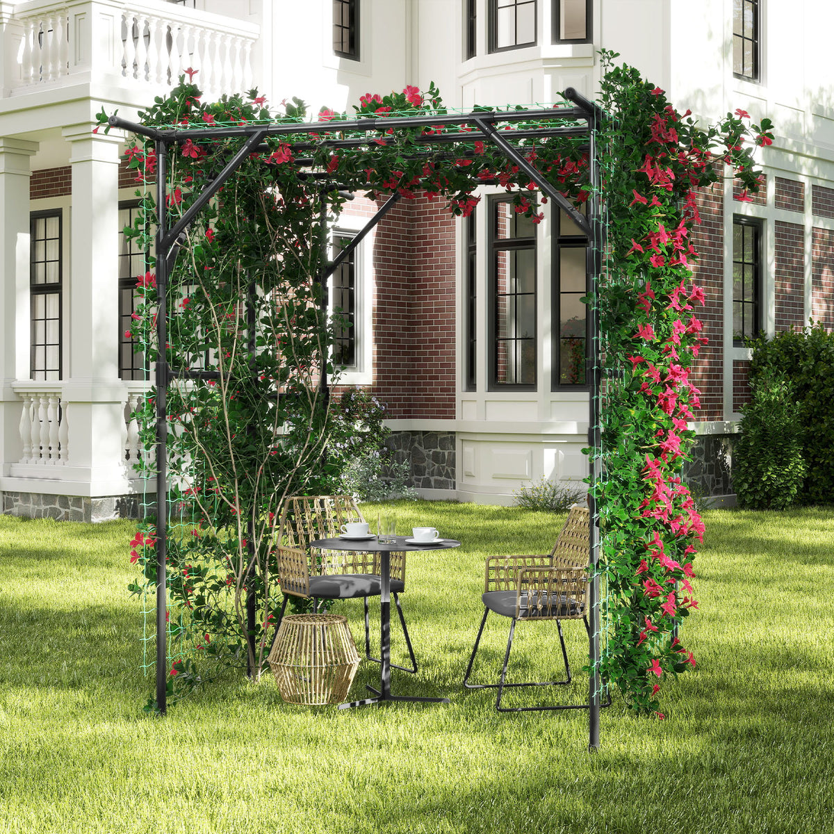 Large Garden Arch Trellis for Climbing Plants - Black