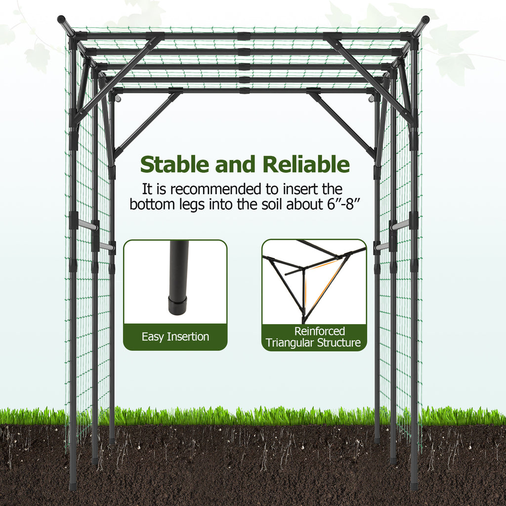 Large Garden Arch Trellis for Climbing Plants - Black