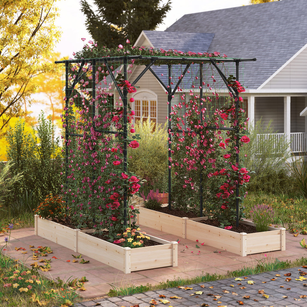Large Garden Arch Trellis for Climbing Plants - Black