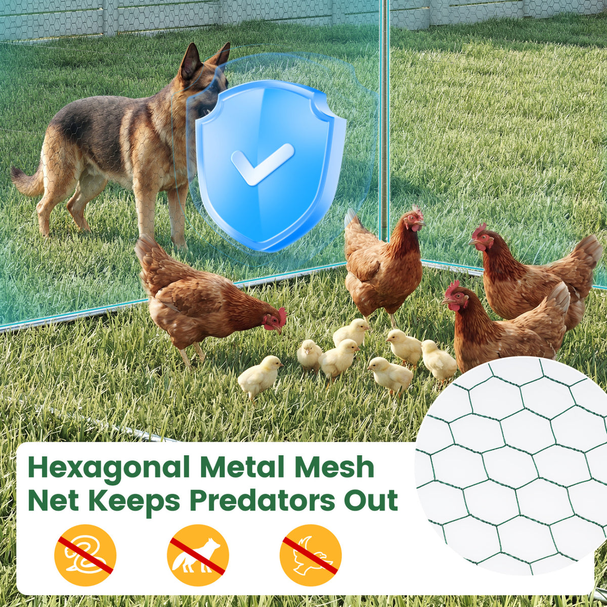 Large Metal Chicken Coop with Waterproof Cover - 9.8 x 6.7 Feet, Sharped Roof