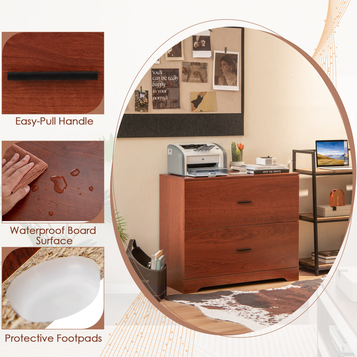 2-Drawer Lateral File Cabinet with Adjustable Hanging Bars for Home