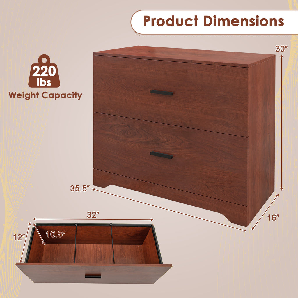 2-Drawer Lateral File Cabinet with Adjustable Hanging Bars for Home
