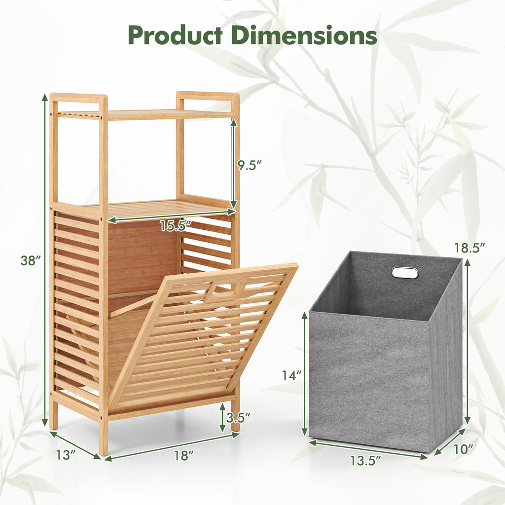 2-Tier Tilt out Laundry Hamper with Foldable and Removable Basket