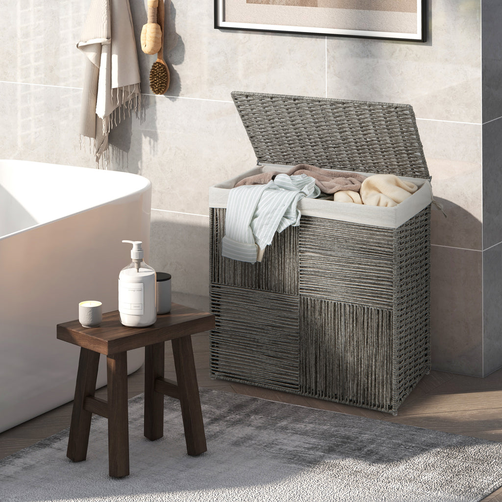 PP Rattan Laundry Hamper with Removable Liner - 29 Gallons, Gray