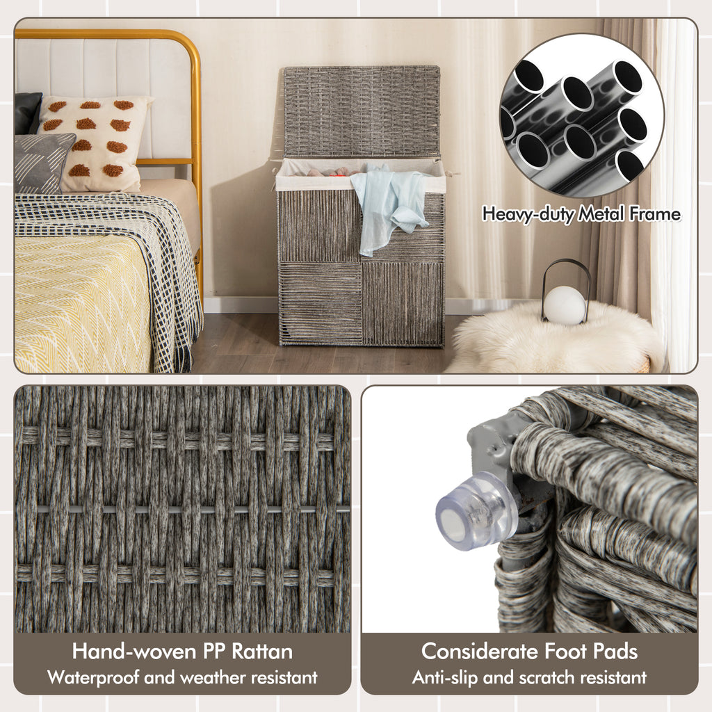 PP Rattan Laundry Hamper with Removable Liner - 29 Gallons, Gray