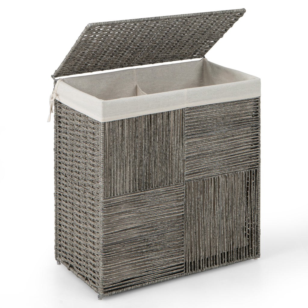 PP Rattan Laundry Hamper with Removable Liner - 29 Gallons, Gray