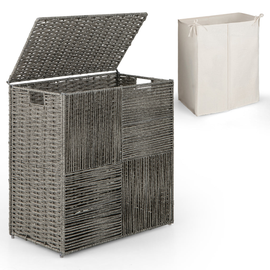 PP Rattan Laundry Hamper with Removable Liner - 29 Gallons, Gray