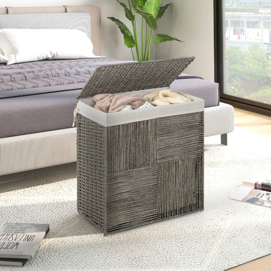 PP Rattan Laundry Hamper with Removable Liner - 29 Gallons, Gray