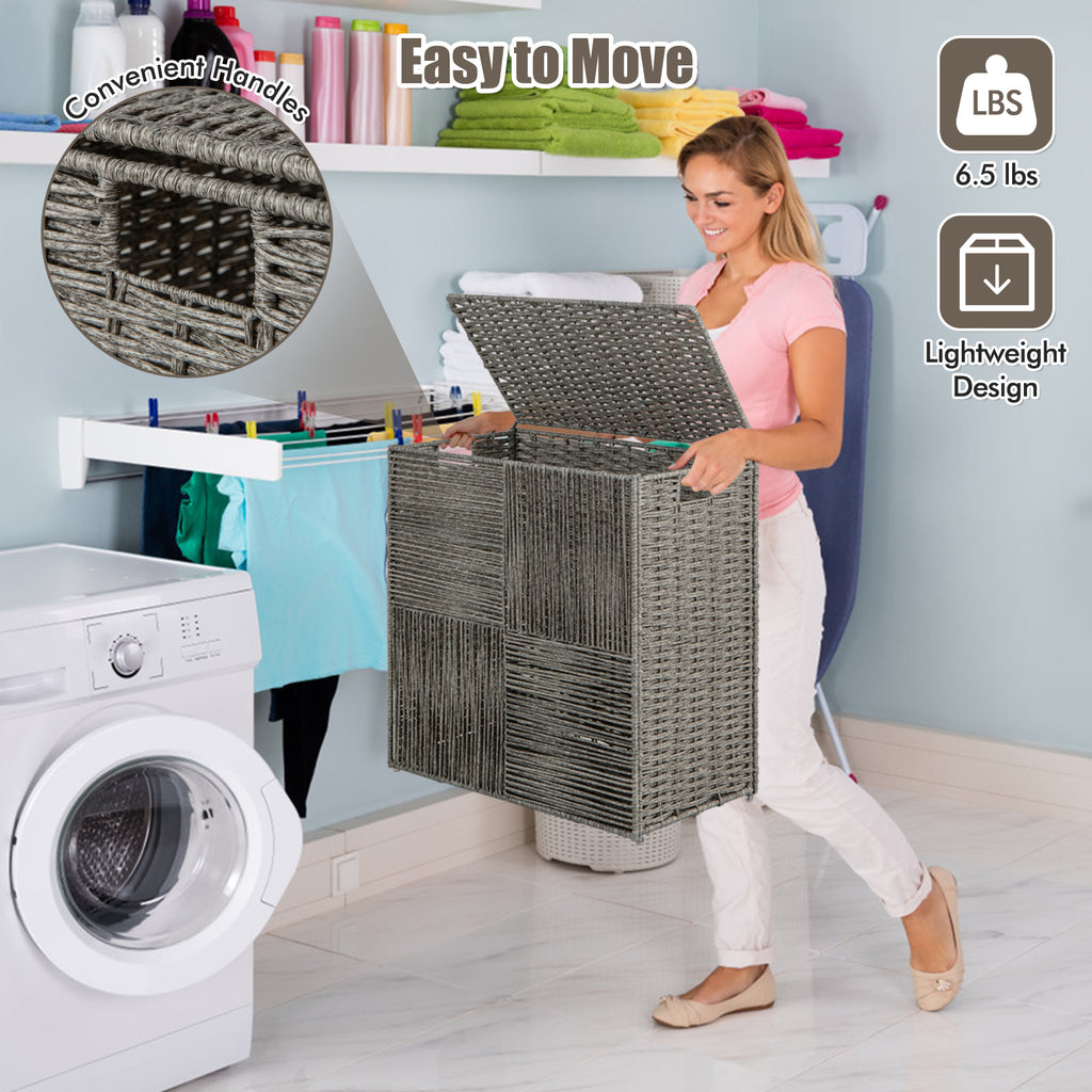 PP Rattan Laundry Hamper with Removable Liner - 29 Gallons, Gray