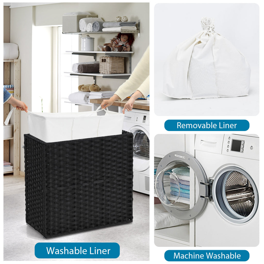 Laundry Hamper with Wheels and Lid - Black