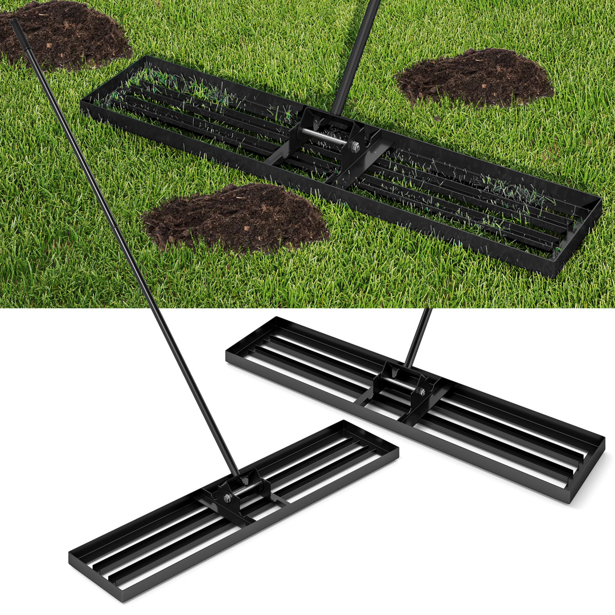 42 x 10 Inch Lawn Leveling Rake with Ergonomic Handle