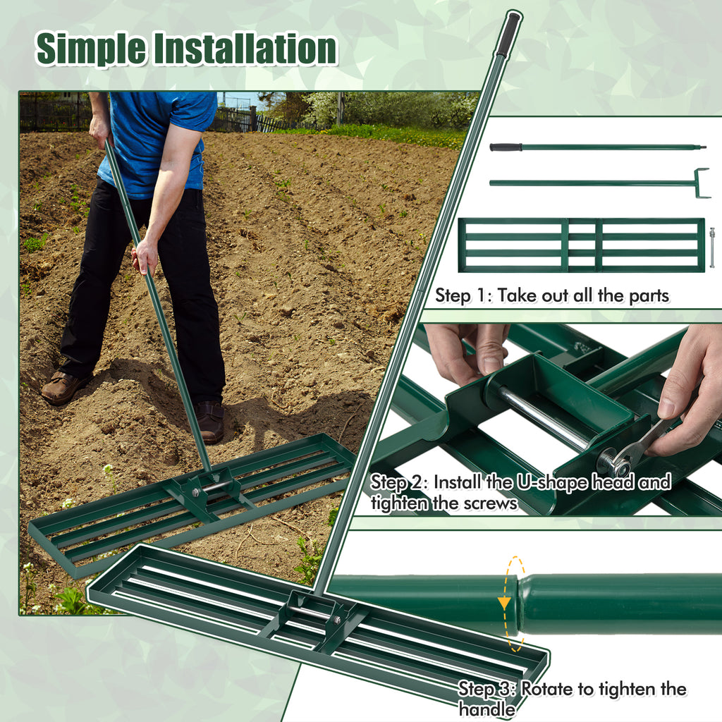 Lawn Leveling Rake 46 x 10 Inch Heavy Duty Level Tool for Soil