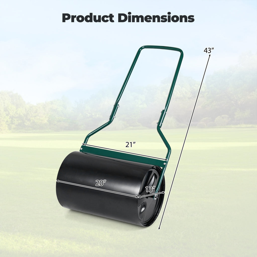 Lawn Roller 12 Gallon Water/Sand Filled Garden Drum with U-shape