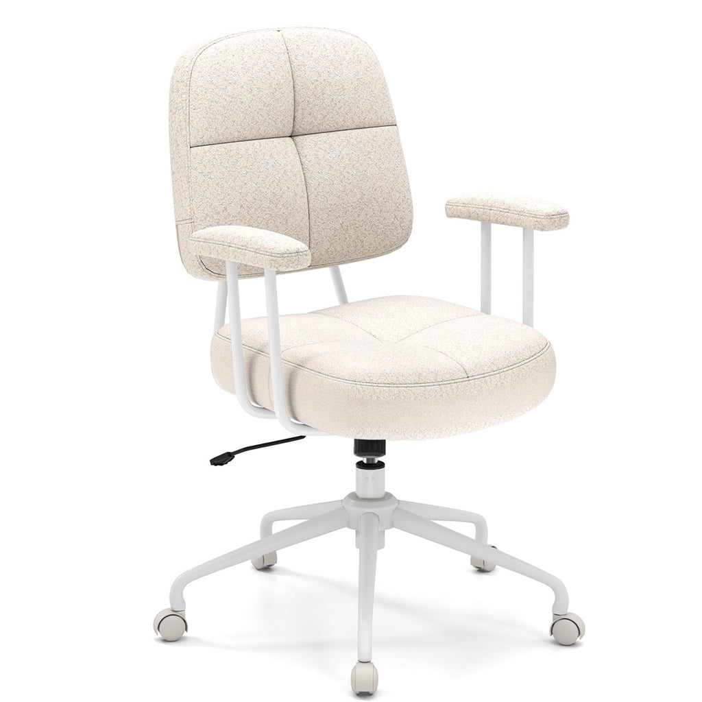 Ergonomic Upholstered Task Office Chair with Cushioned Back – Beige