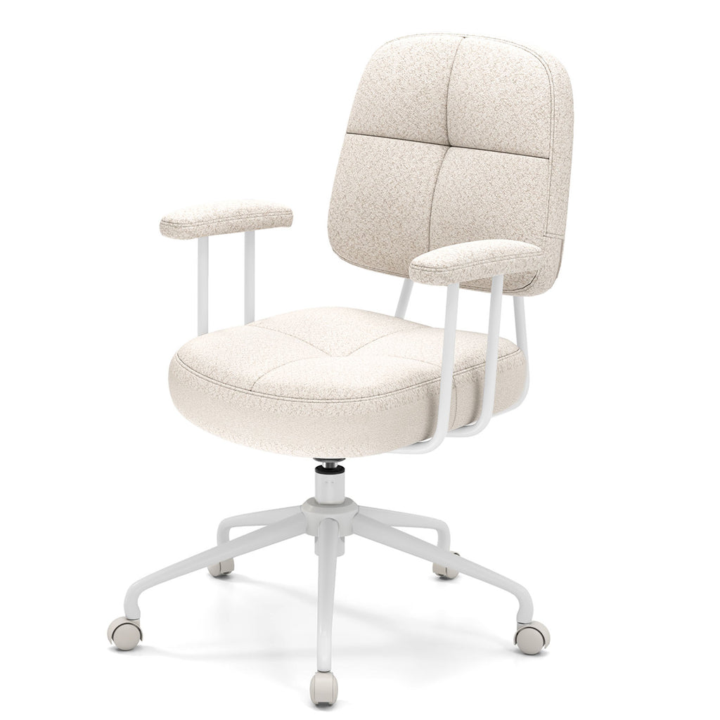 Ergonomic Upholstered Task Office Chair with Cushioned Back – Beige