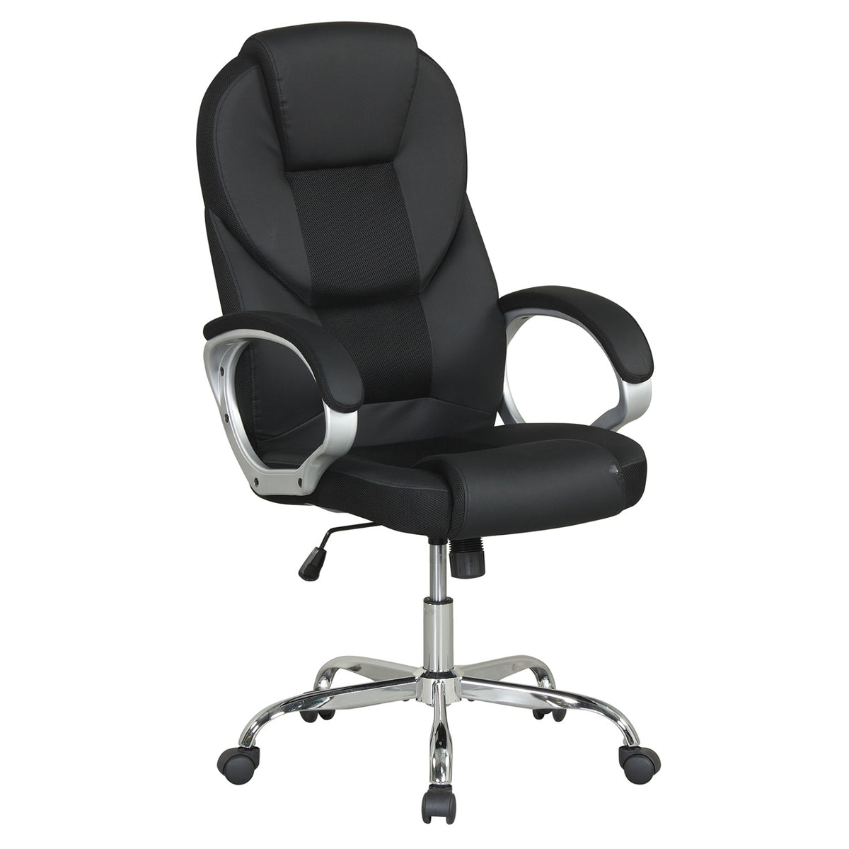 Ergonomic Leather Office Chair with Mesh Back - Black